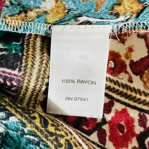 J. Jill Women's Plus Size 3X Patchwork Print Rayon Long Sleeve Blouse - Picture 6 of 7